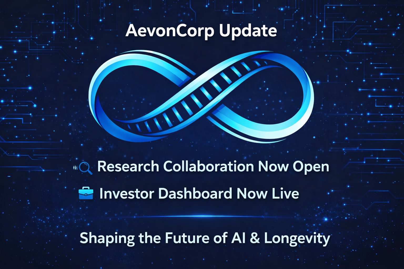 Aevon Corporation research collaboration platform and investor dashboard with secure login and analytics interface